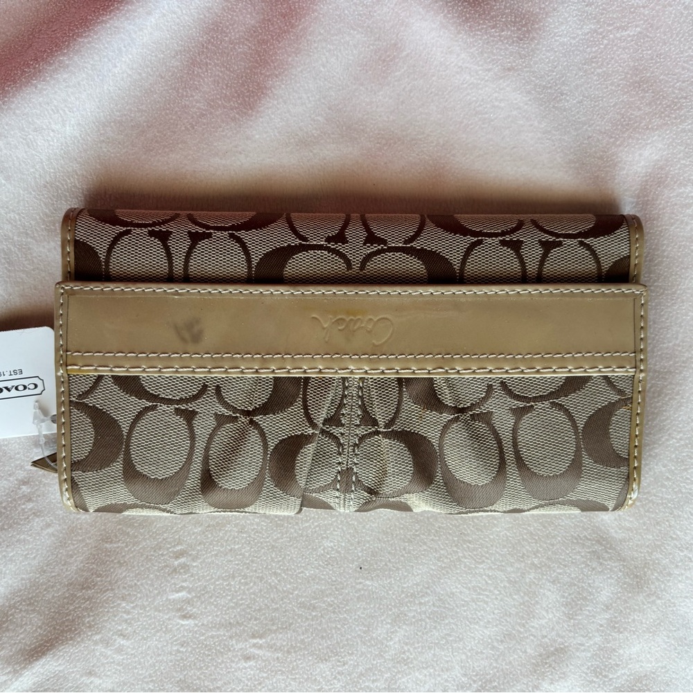 Coach Beige and Brown Signature Wallet